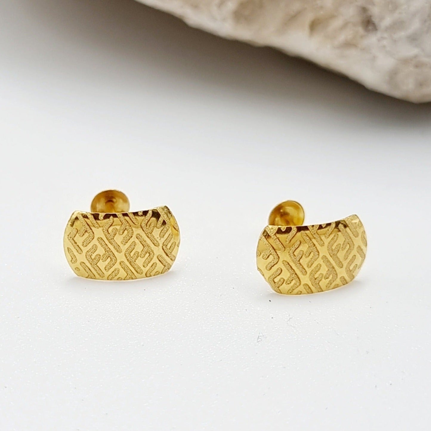18K Pure Gold F.F Stud Earring Set
