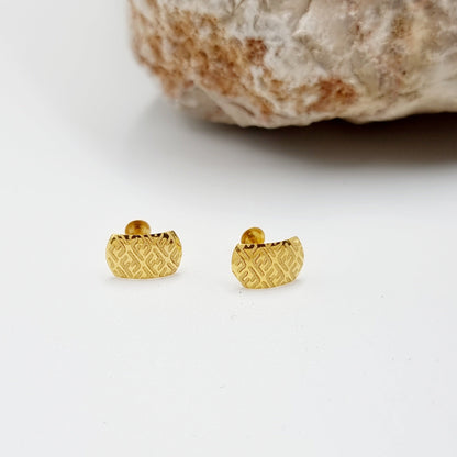 18K Pure Gold F.F Stud Earring Set