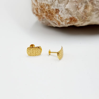 18K Pure Gold F.F Stud Earring Set