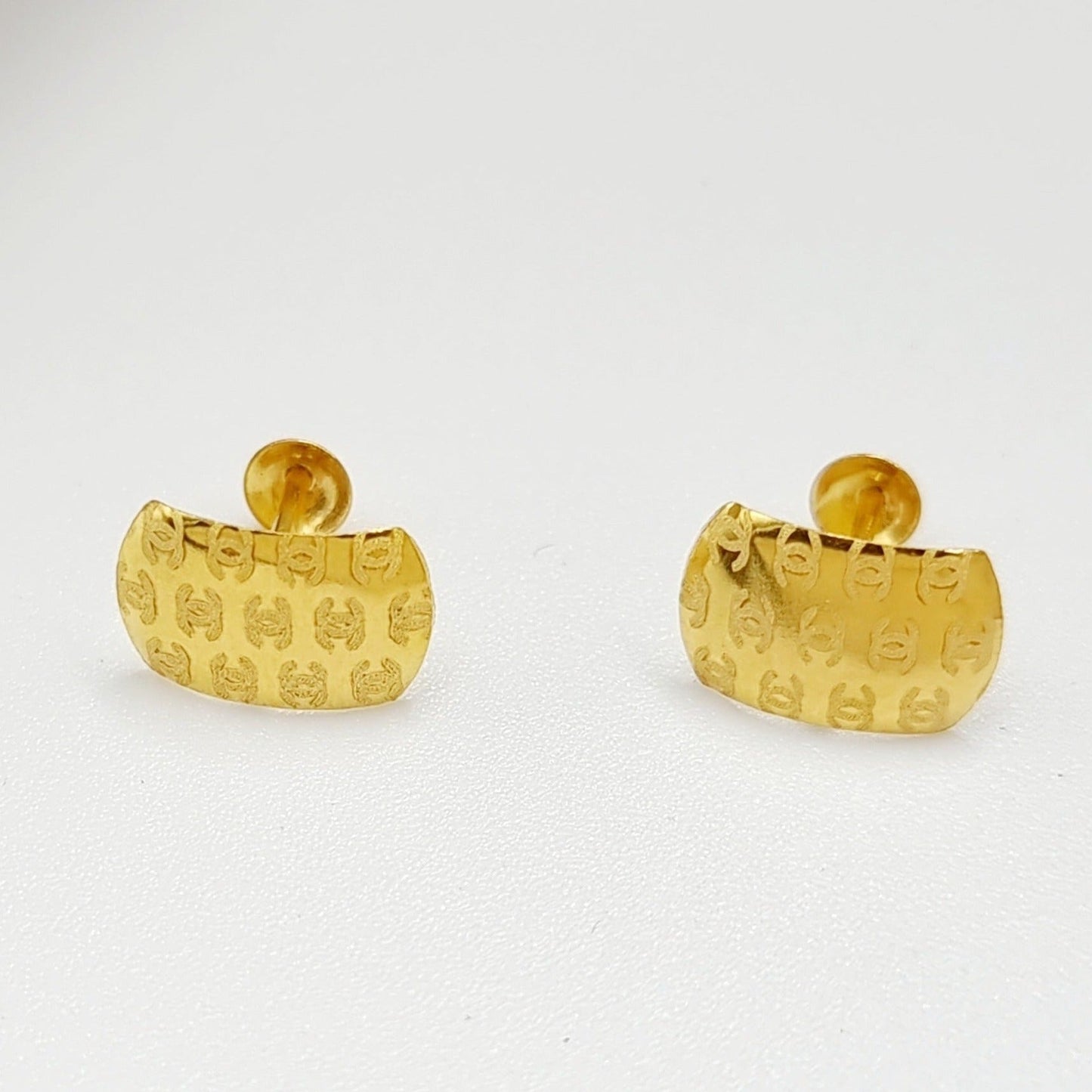 18K Pure Gold C.H Stud Earring Set