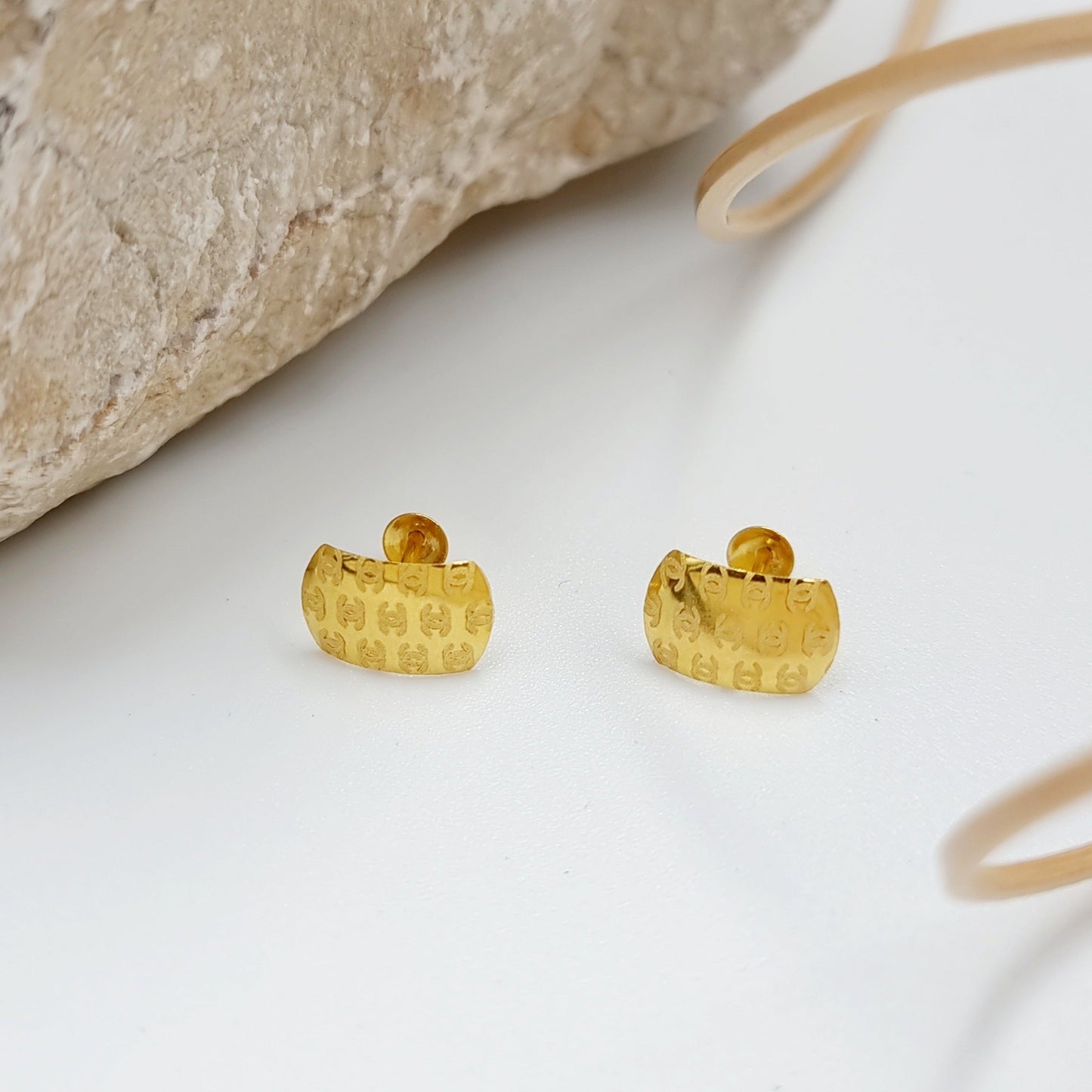 18K Pure Gold C.H Stud Earring Set