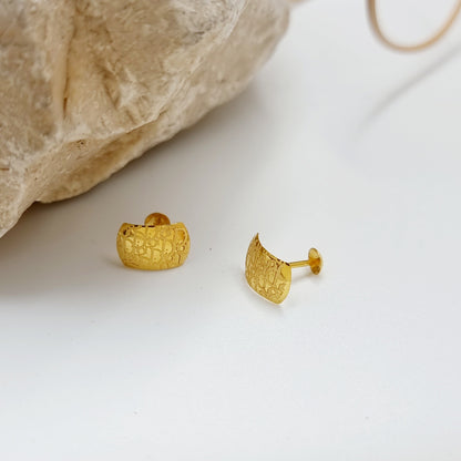 18K Pure Gold Elegant Stud Earring Set