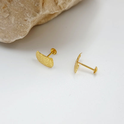 18K Pure Gold Square Stud Earring Set
