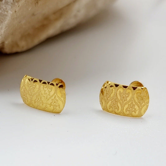18K Pure Gold Square Stud Earring Set