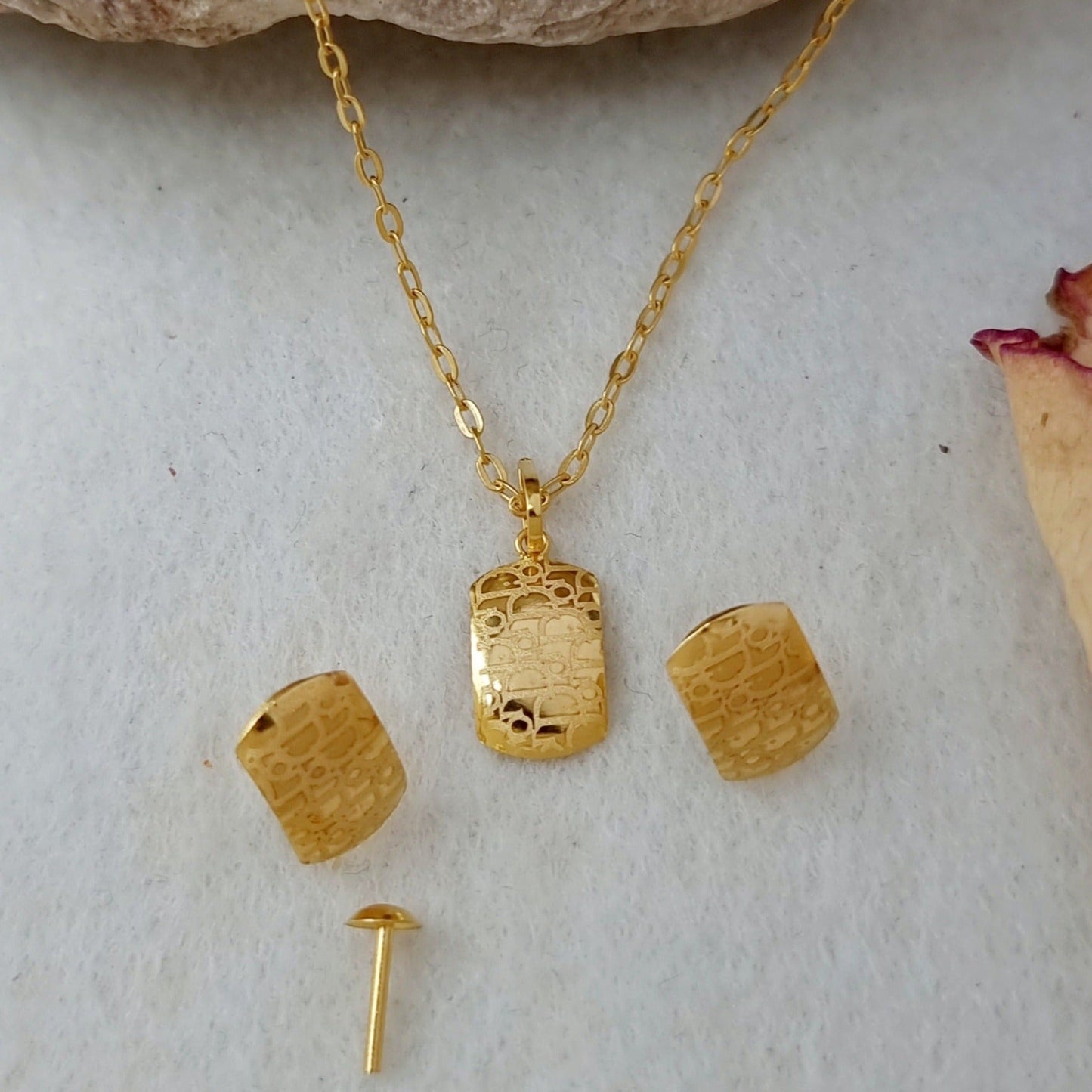 18K Pure Gold Elegant Clip Jewelry Set