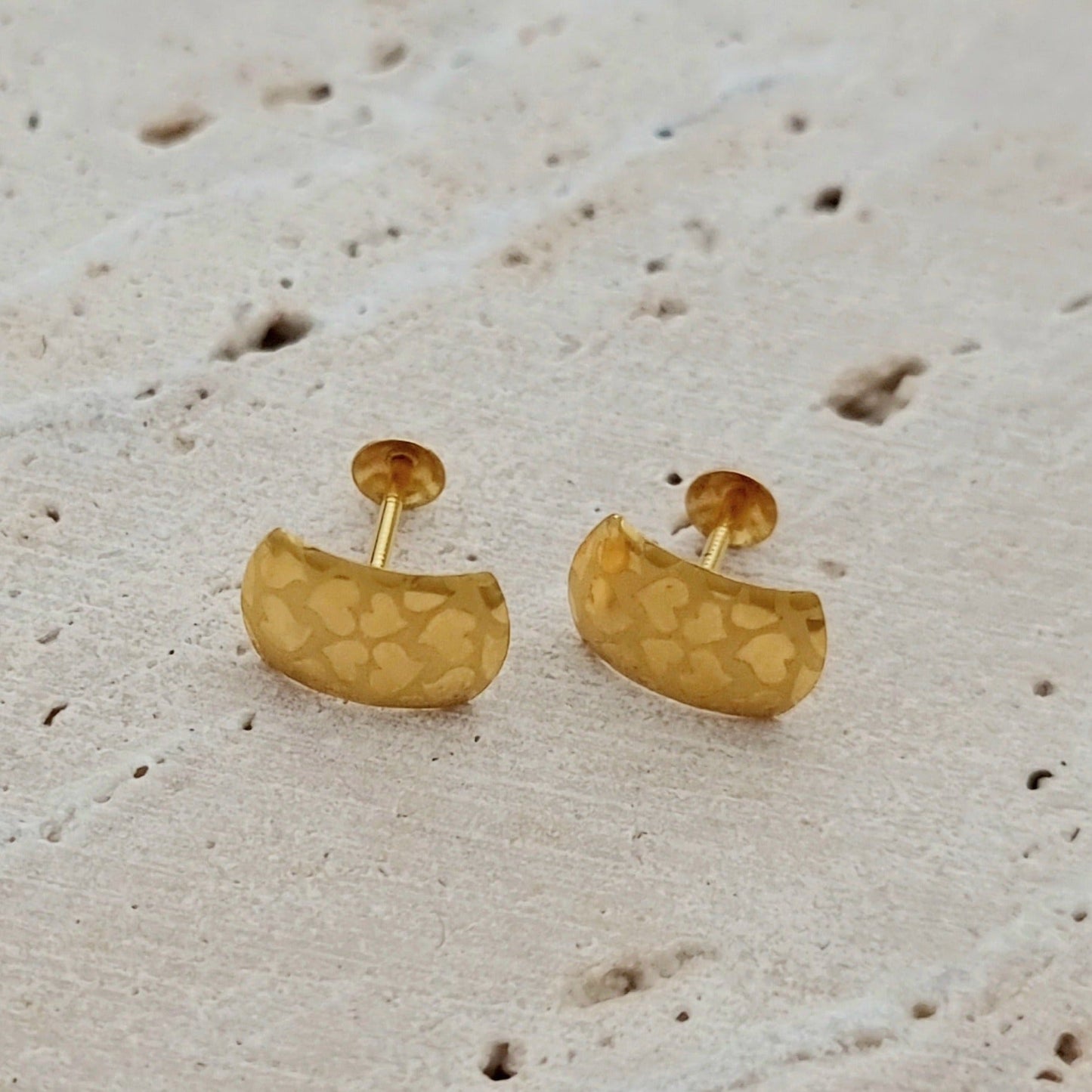 18K Pure Gold Love Earring Set