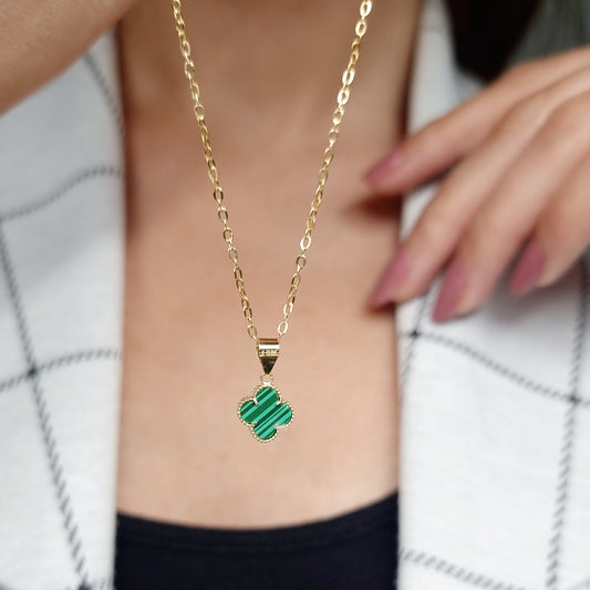 18K Pure Gold V.C Green Necklace