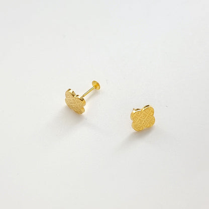 18K Pure Gold Elegant Screw Earring Set