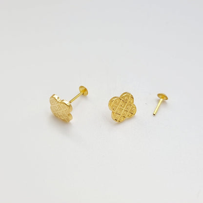 18K Pure Gold Elegant Screw Earring Set