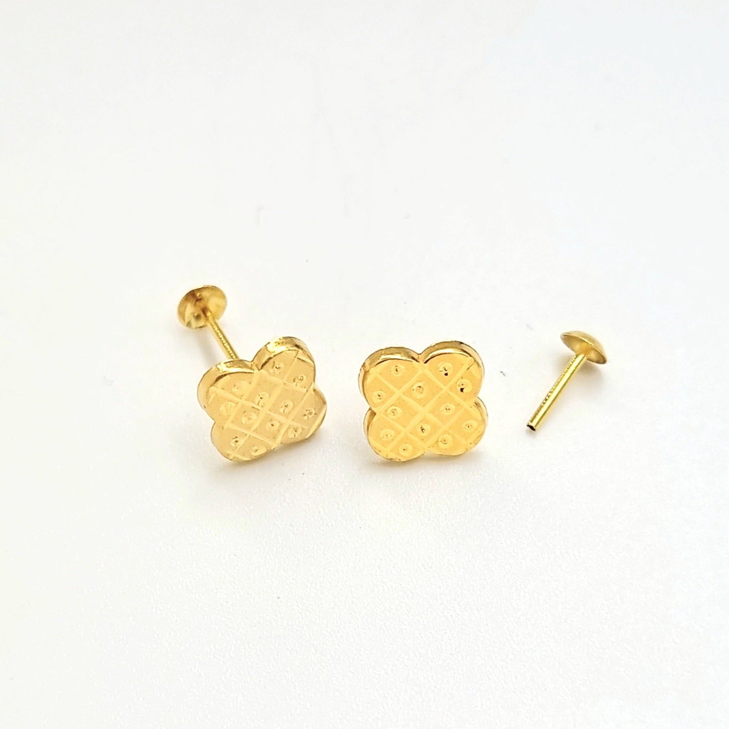 18K Pure Gold Elegant Screw Earring Set