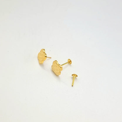 18K Pure Gold Elegant Screw Earring Set