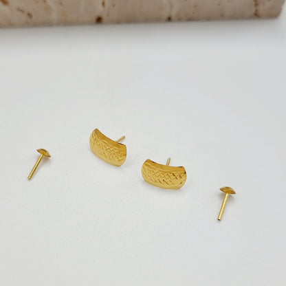 18K Pure Gold Screw Earring Set
