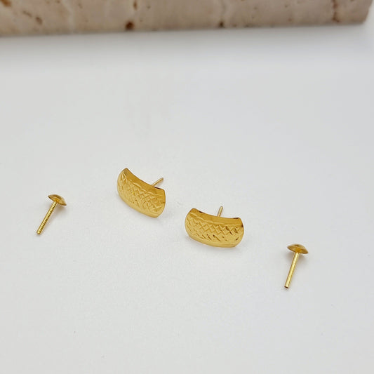 18K Pure Gold Screw Earring Set