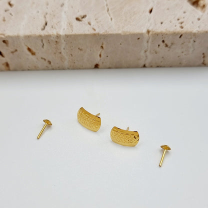 18K Pure Gold Screw Earring Set