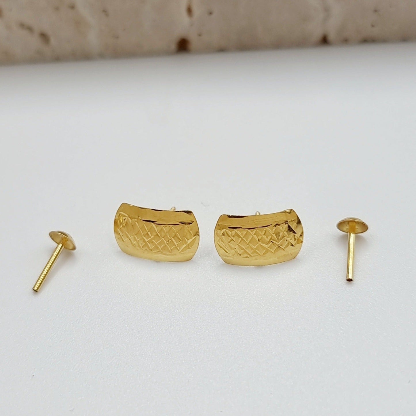18K Pure Gold Screw Earring Set