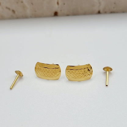18K Pure Gold Screw Earring Set