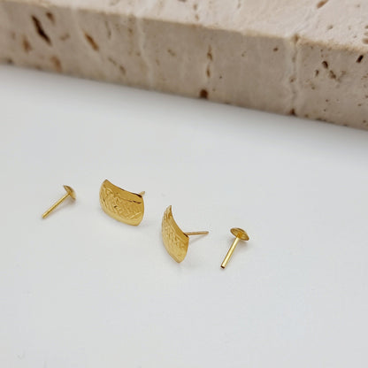 18K Pure Gold Screw Earring Set