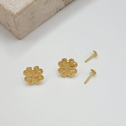 18K Pure Gold Butterfly Screw Earring Set