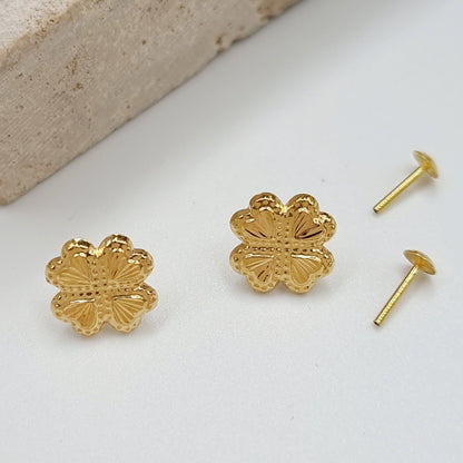 18K Pure Gold Butterfly Screw Earring Set