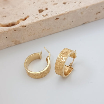 18K Pure Gold Thick Round Earring Set