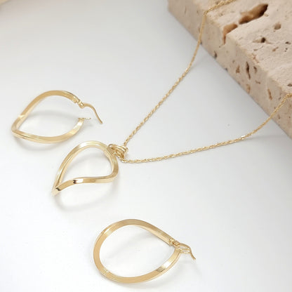 18K Pure Gold Twisted Jewelry Set