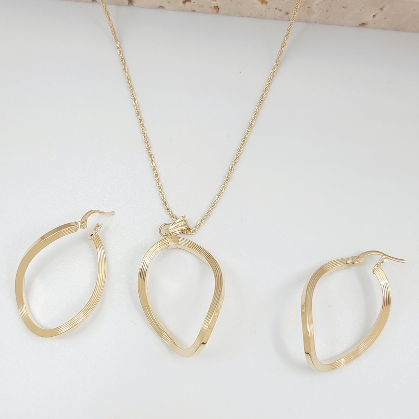 18K Pure Gold Twisted Jewelry Set