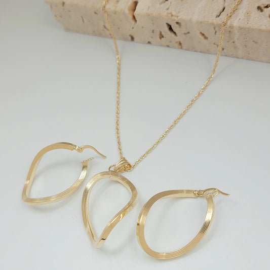 18K Pure Gold Twisted Jewelry Set