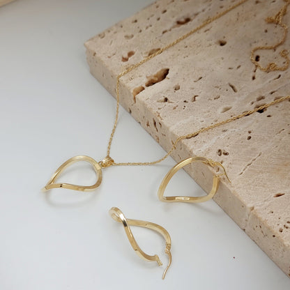 18K Pure Gold Twisted Jewelry Set