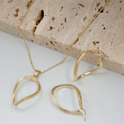 18K Pure Gold Twisted Jewelry Set
