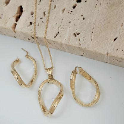 18K Pure Gold Twisted Jewelry Set