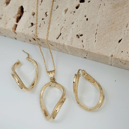 18K Pure Gold Twisted Jewelry Set