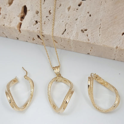 18K Pure Gold Twisted Jewelry Set