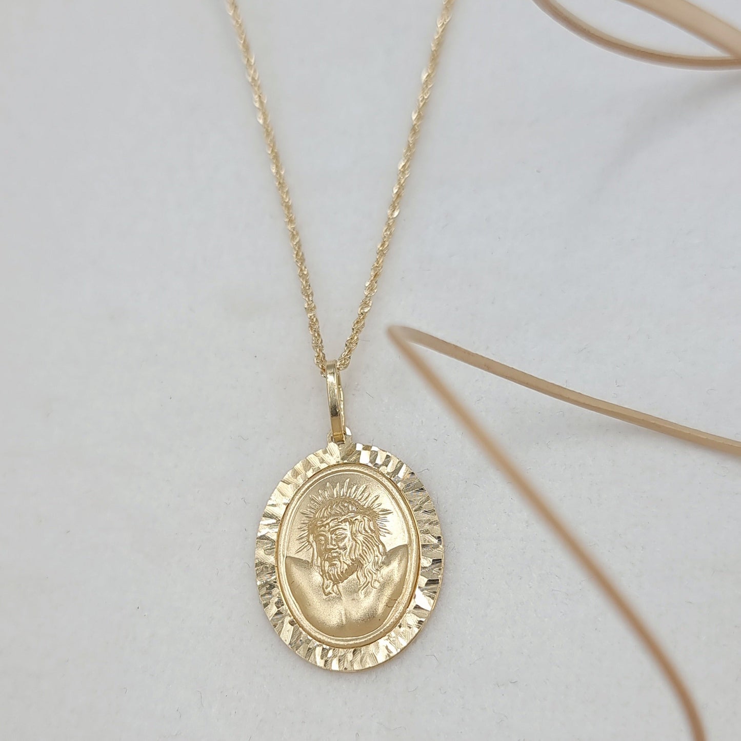 18K Pure Gold Jesus Necklace
