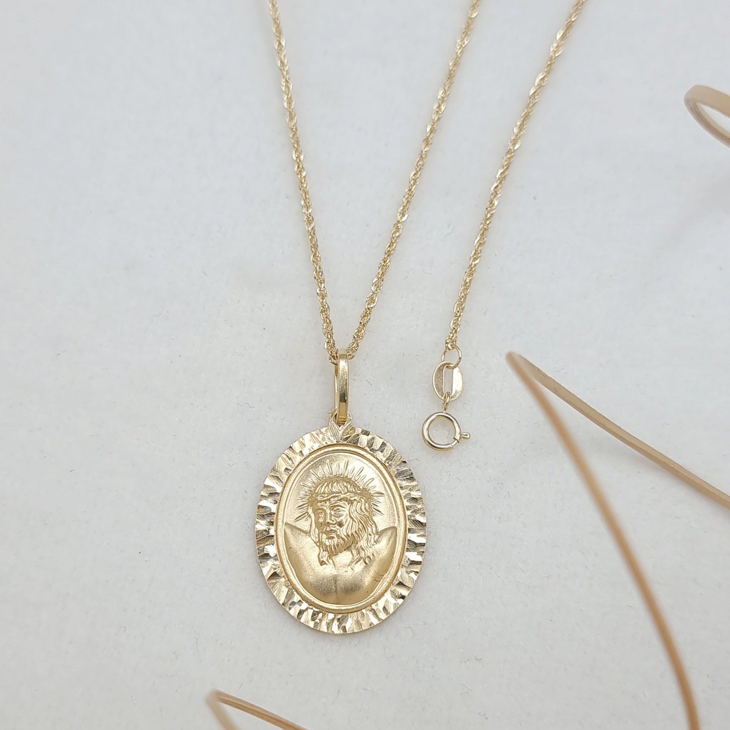 18K Pure Gold Jesus Necklace