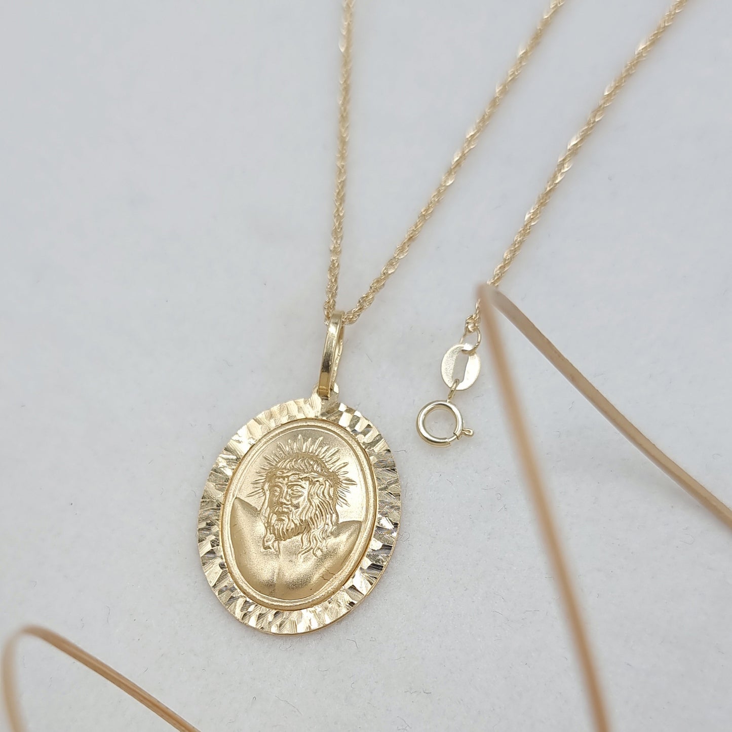 18K Pure Gold Jesus Necklace