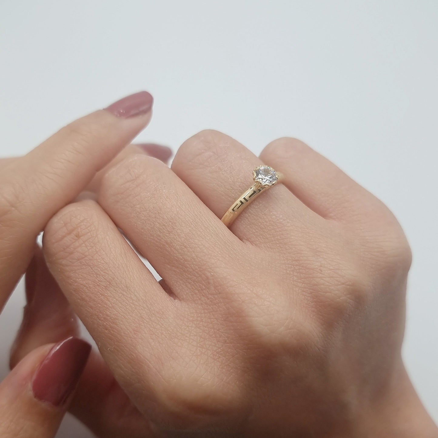 18K Pure Gold Elegant Stone Ring