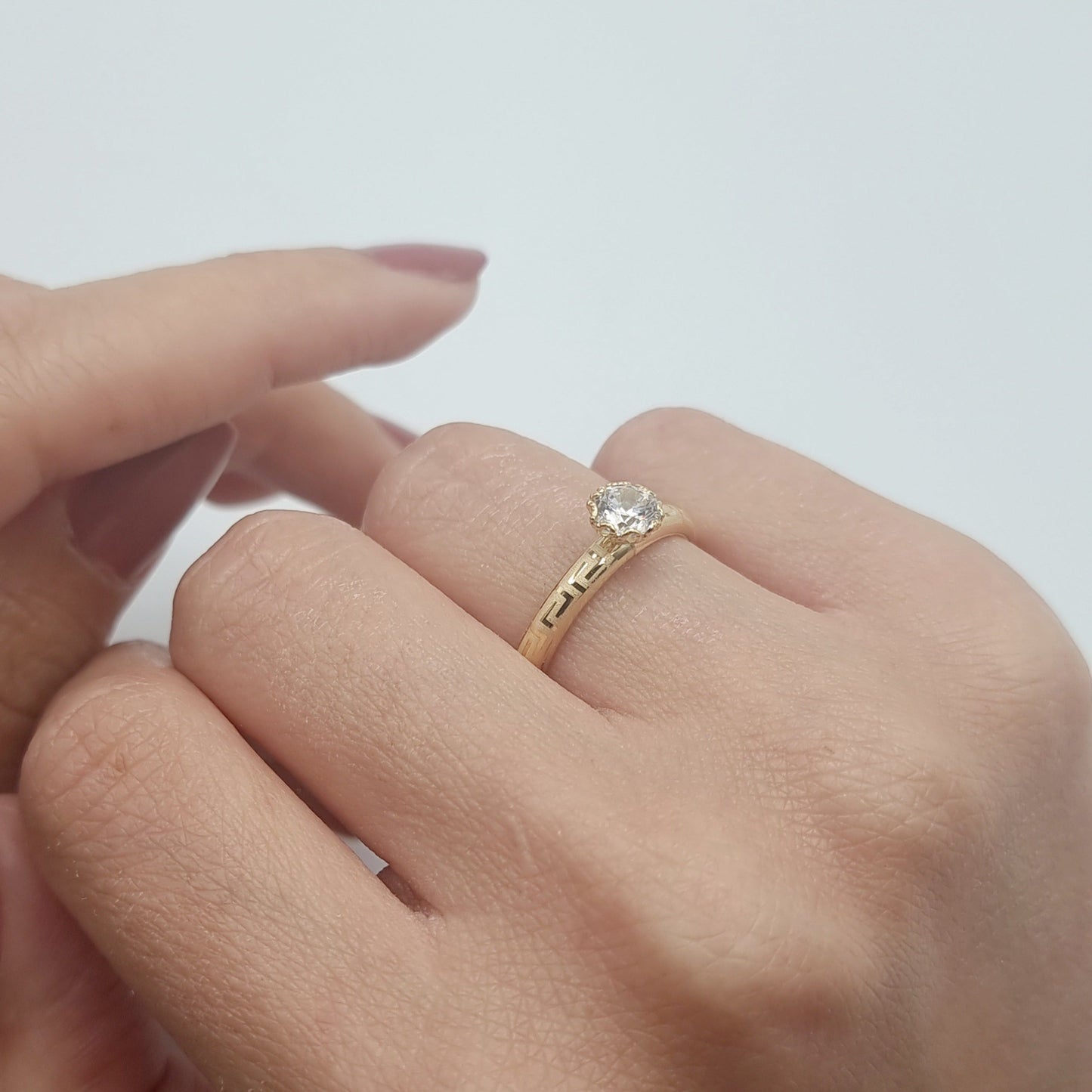 18K Pure Gold Elegant Stone Ring