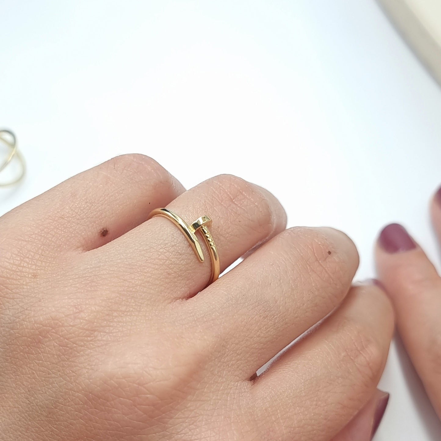 18K Pure Gold Nail Ring