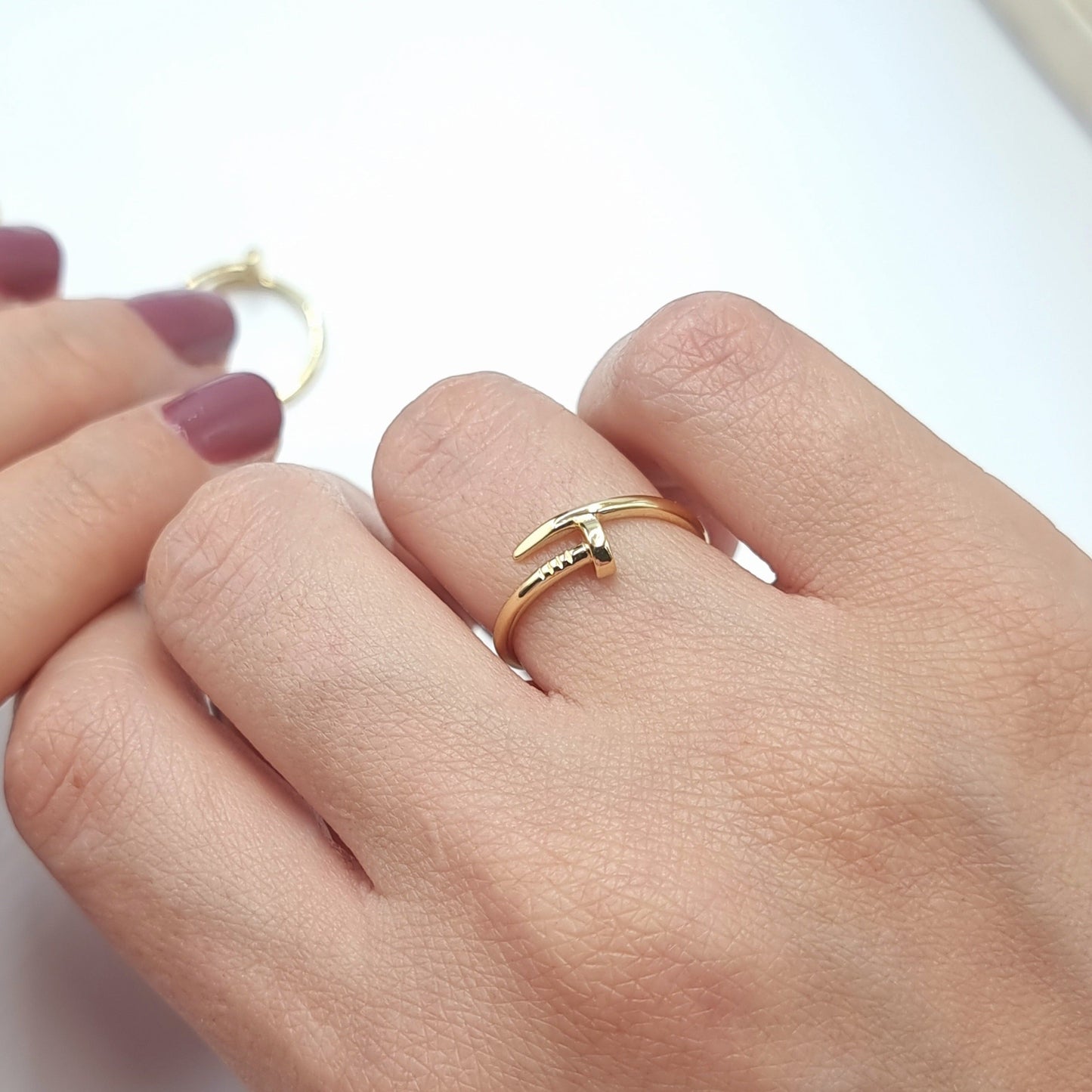 18K Pure Gold Nail Ring