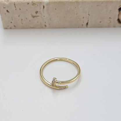 18K Pure Gold Nail With Stone Ring