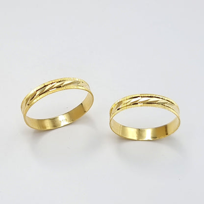 18K Pure Gold Elegant Design Couple Ring