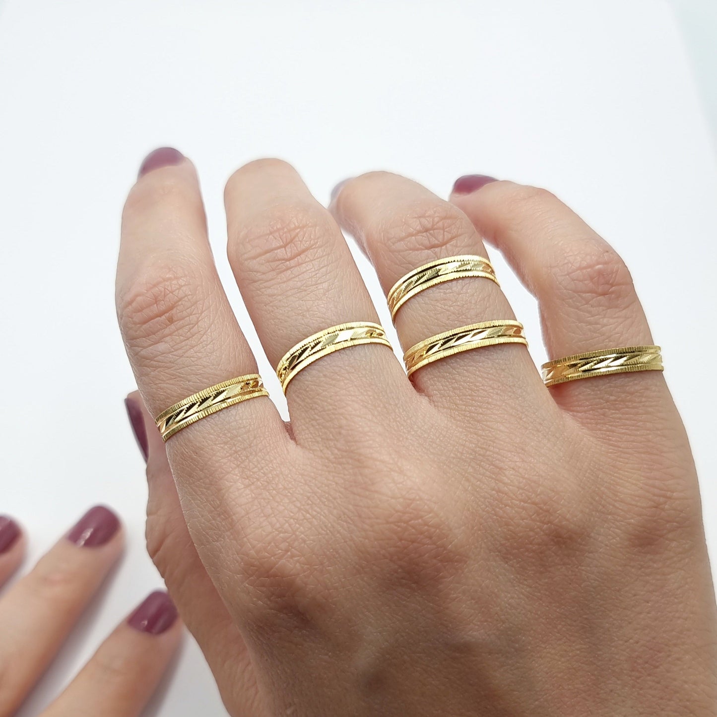 18K Pure Gold Elegant Design Couple Ring