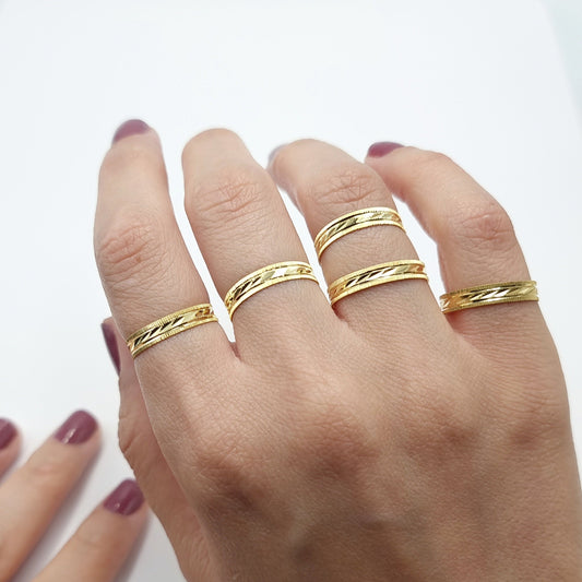 18K Pure Gold Elegant Design Couple Ring