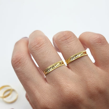 18K Pure Gold Elegant Design Couple Ring