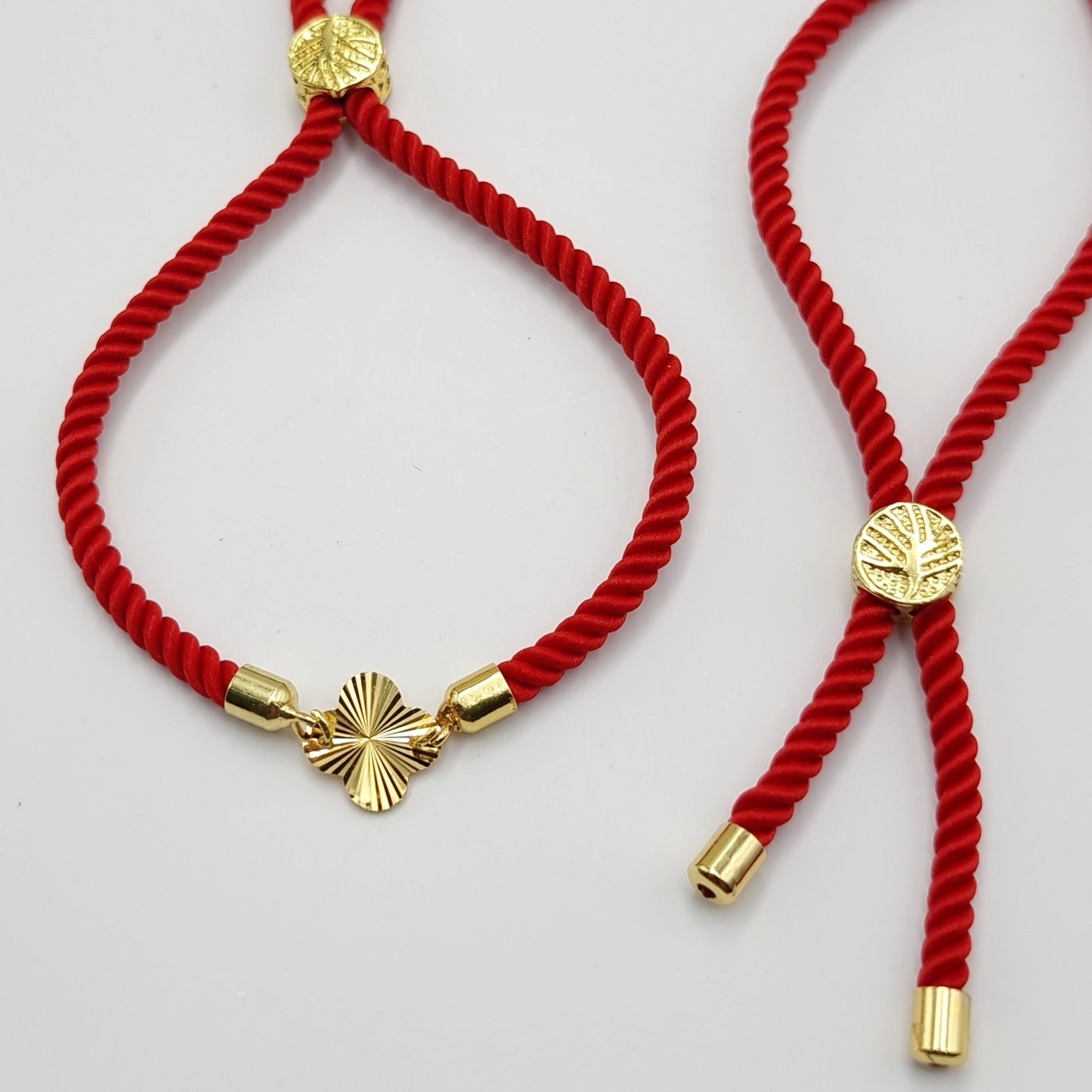 21K Pure Gold Thread Adjustable Flower Design Bracelet