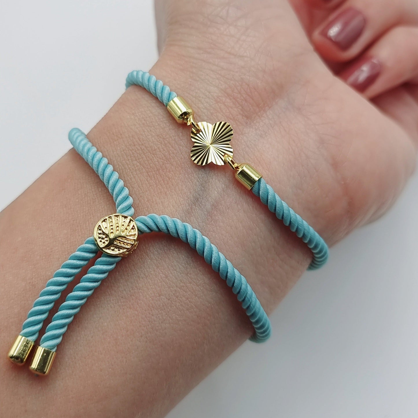 21K Pure Gold Thread Adjustable Flower Design Bracelet