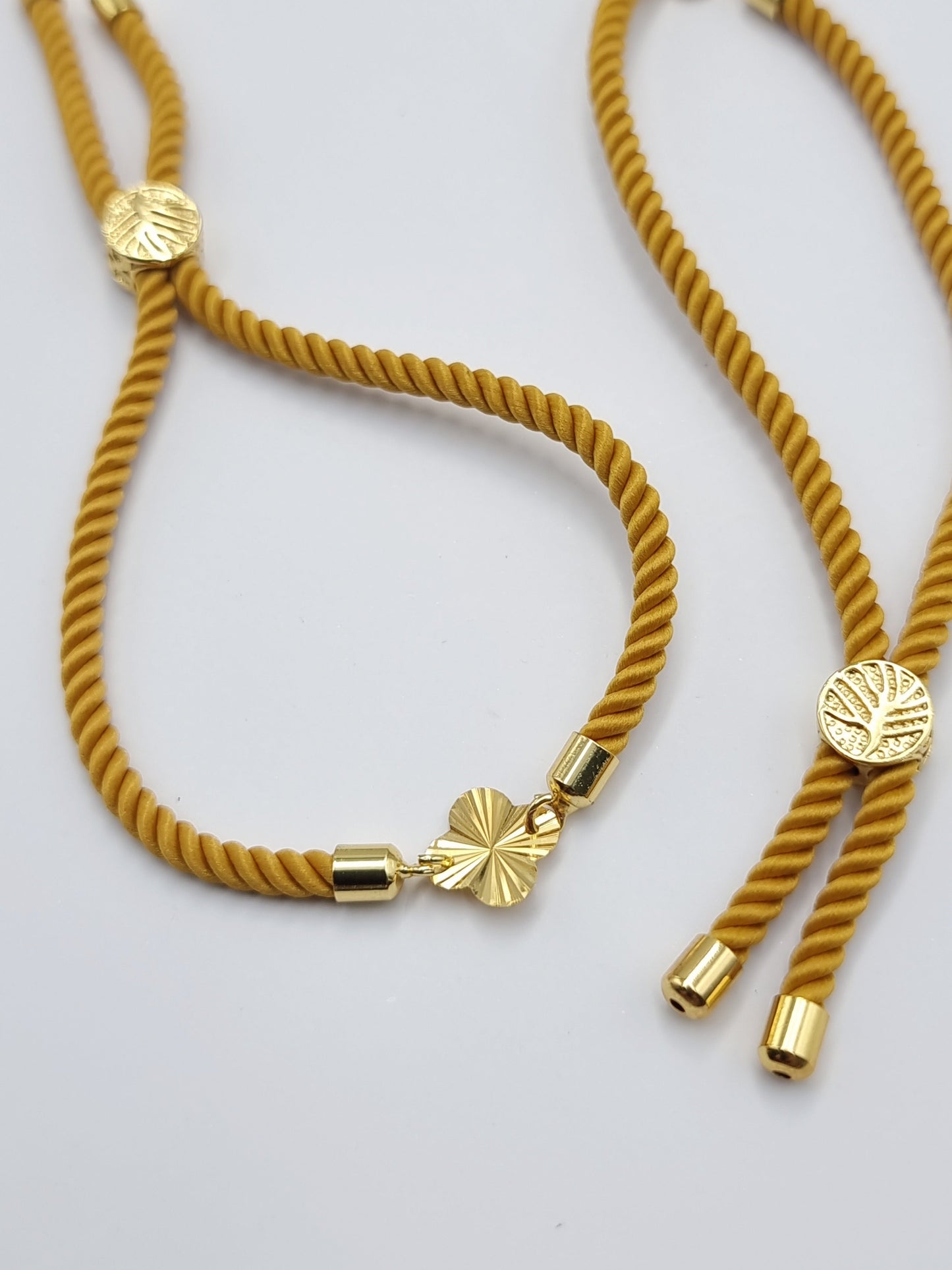 21K Pure Gold Thread Adjustable Flower Design Bracelet