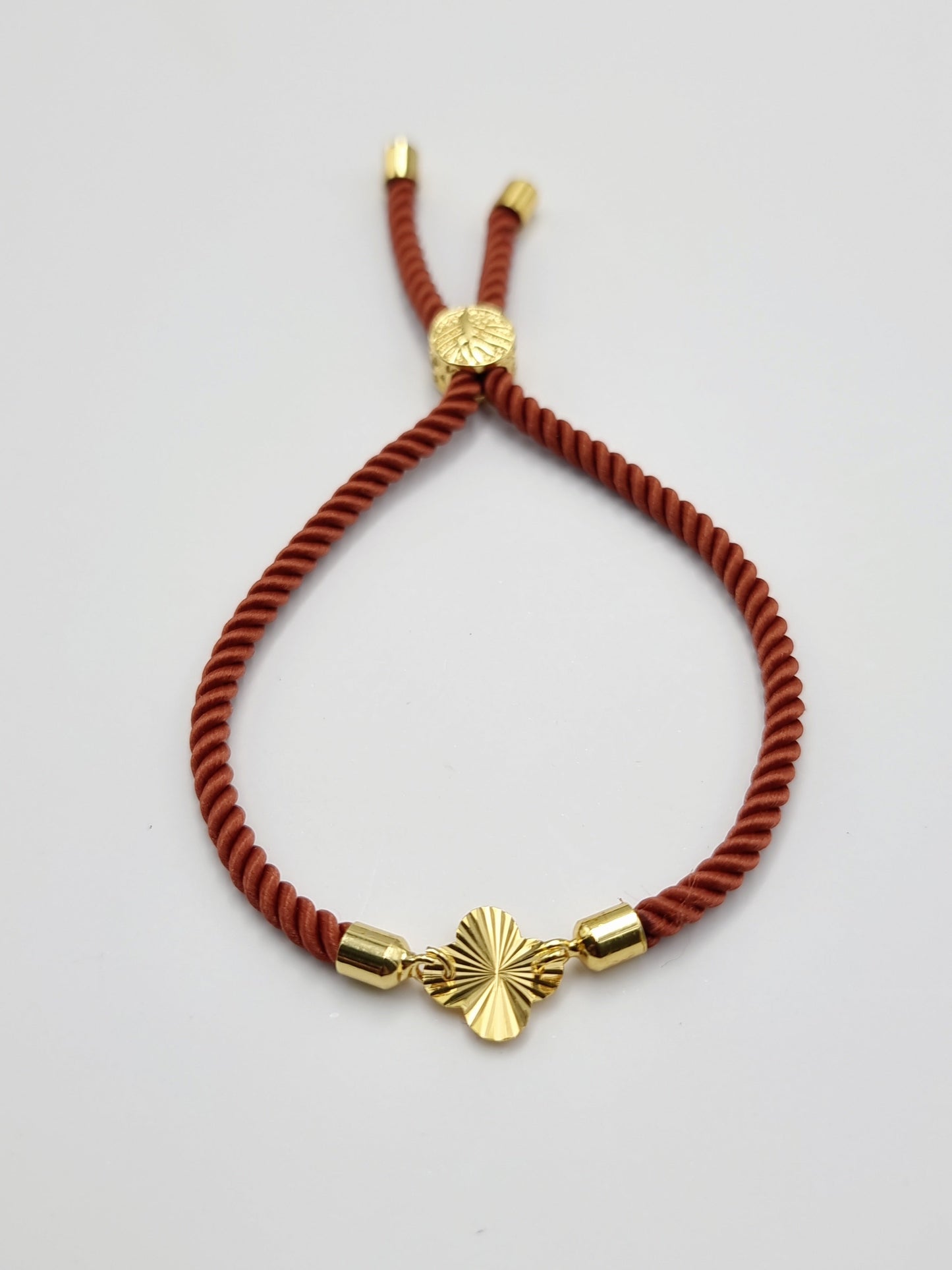 21K Pure Gold Thread Adjustable Flower Design Bracelet