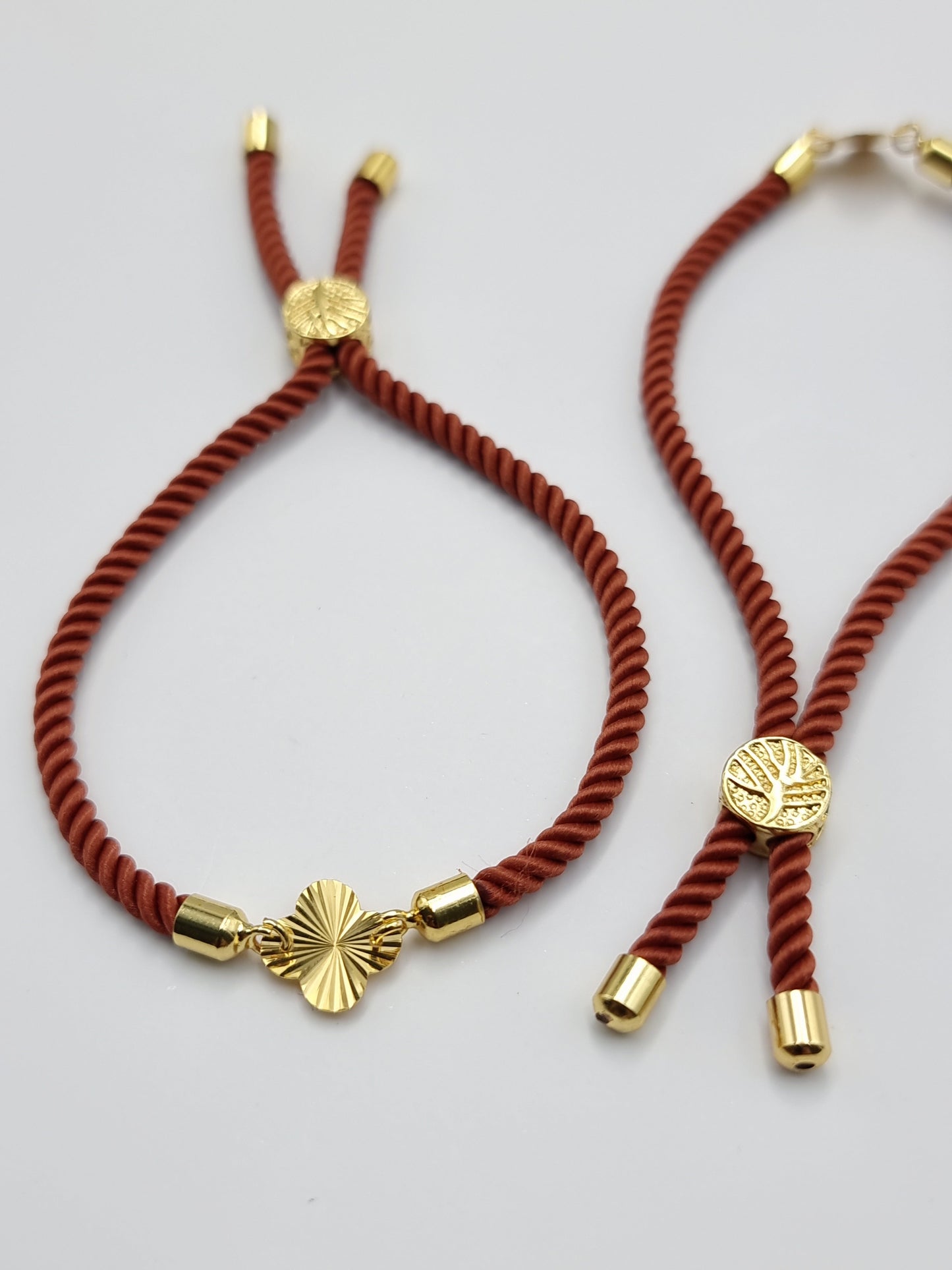 21K Pure Gold Thread Adjustable Flower Design Bracelet