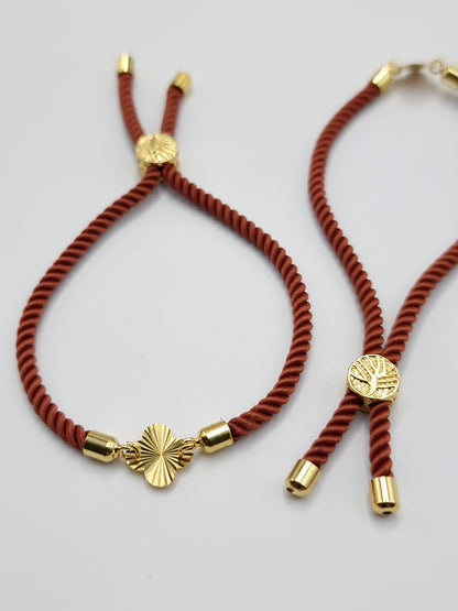 21K Pure Gold Thread Adjustable Flower Design Bracelet